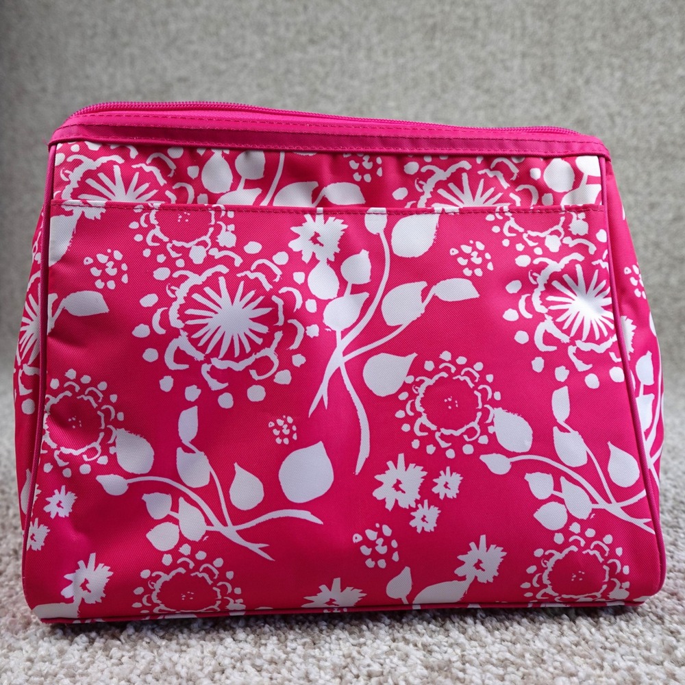 Thirty-One Mini Zip Top Case Cosmetic Bag Pocket Pink Floral 31 Gives